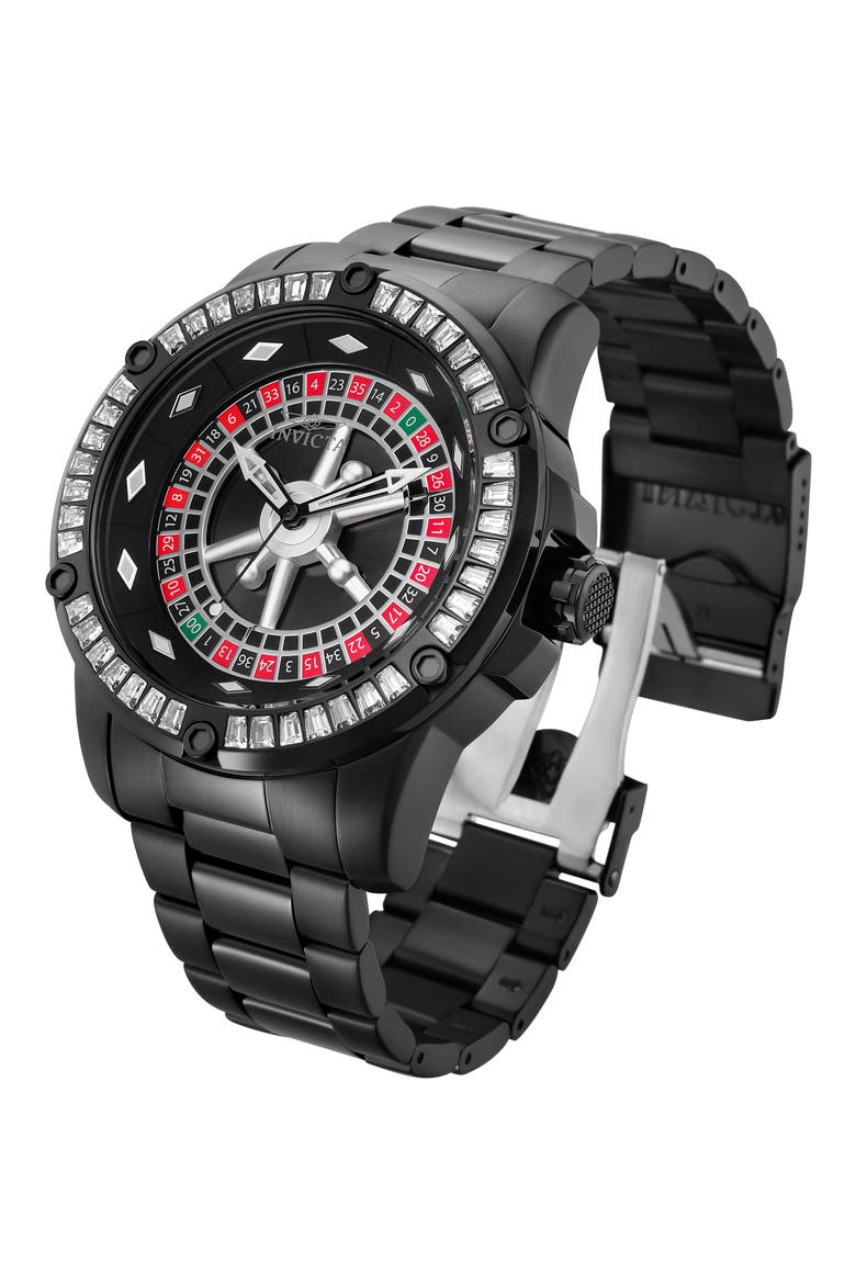 Specialty Roulette Automatic Bracelet Watch, 52mm, Main, color, BLACK