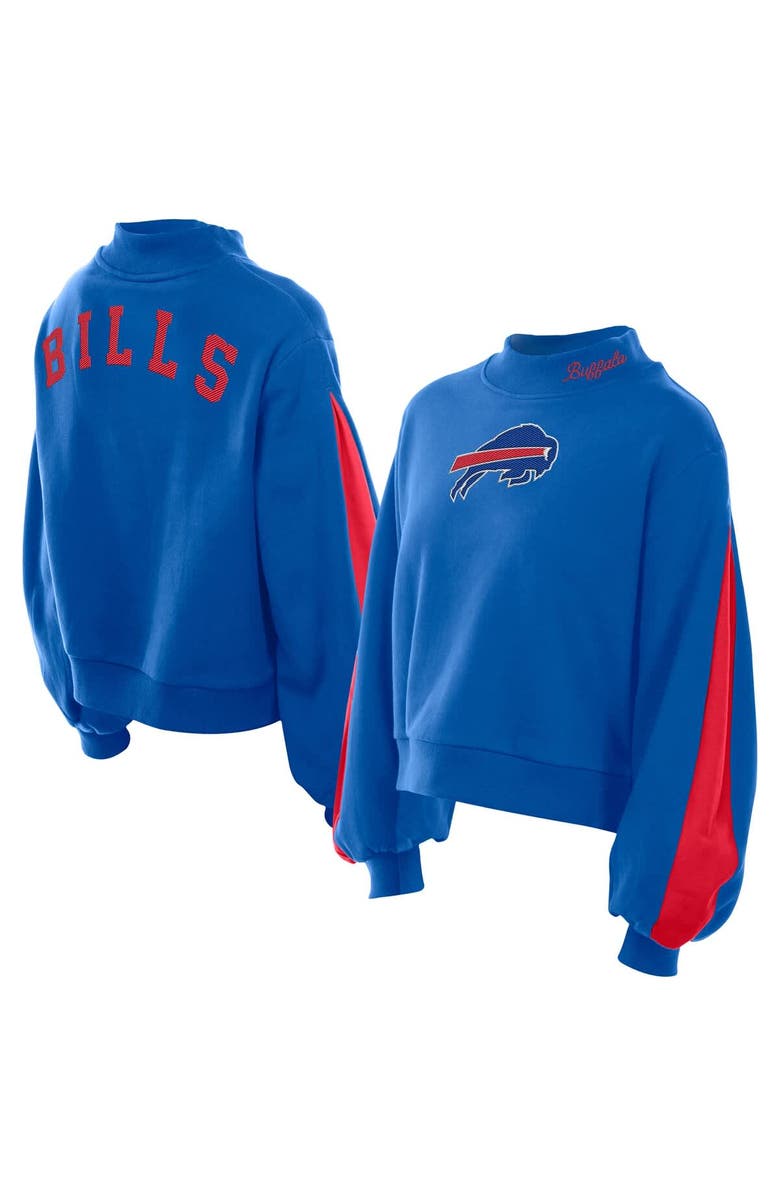 New Era Women's New Era Royal Buffalo Bills Sport Night Mock Neck Balloon Sleeve Pullover Sweatshirt, Main, color,