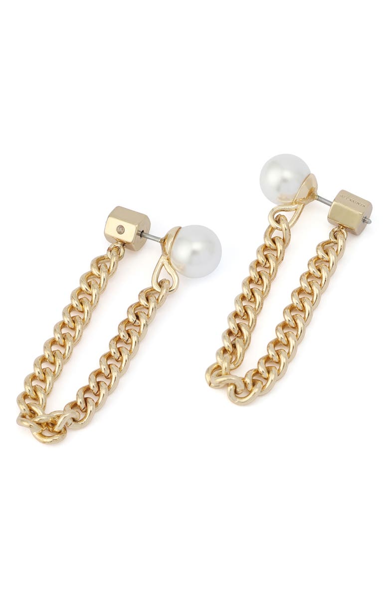 AllSaints Faux Pearl Chain Drop Earrings, Alternate, color, 