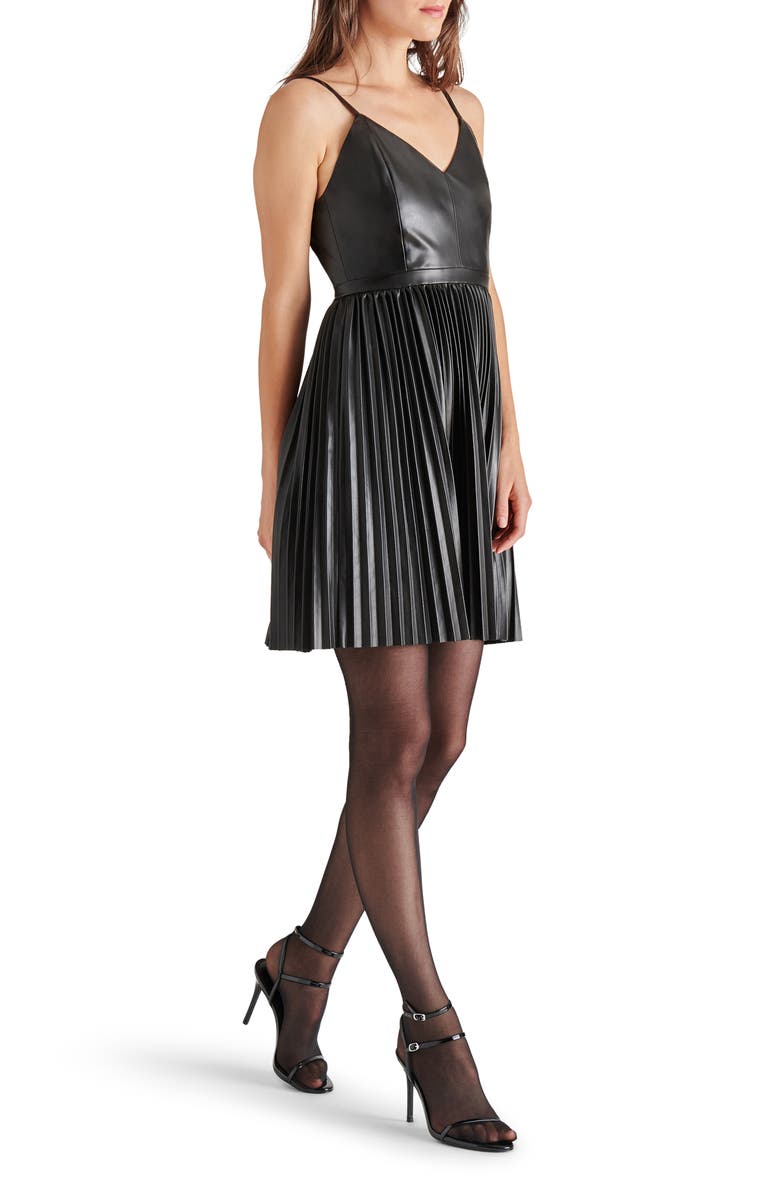 Steve Madden Nandita Pleated Faux Leather Minidress, Alternate, color, 