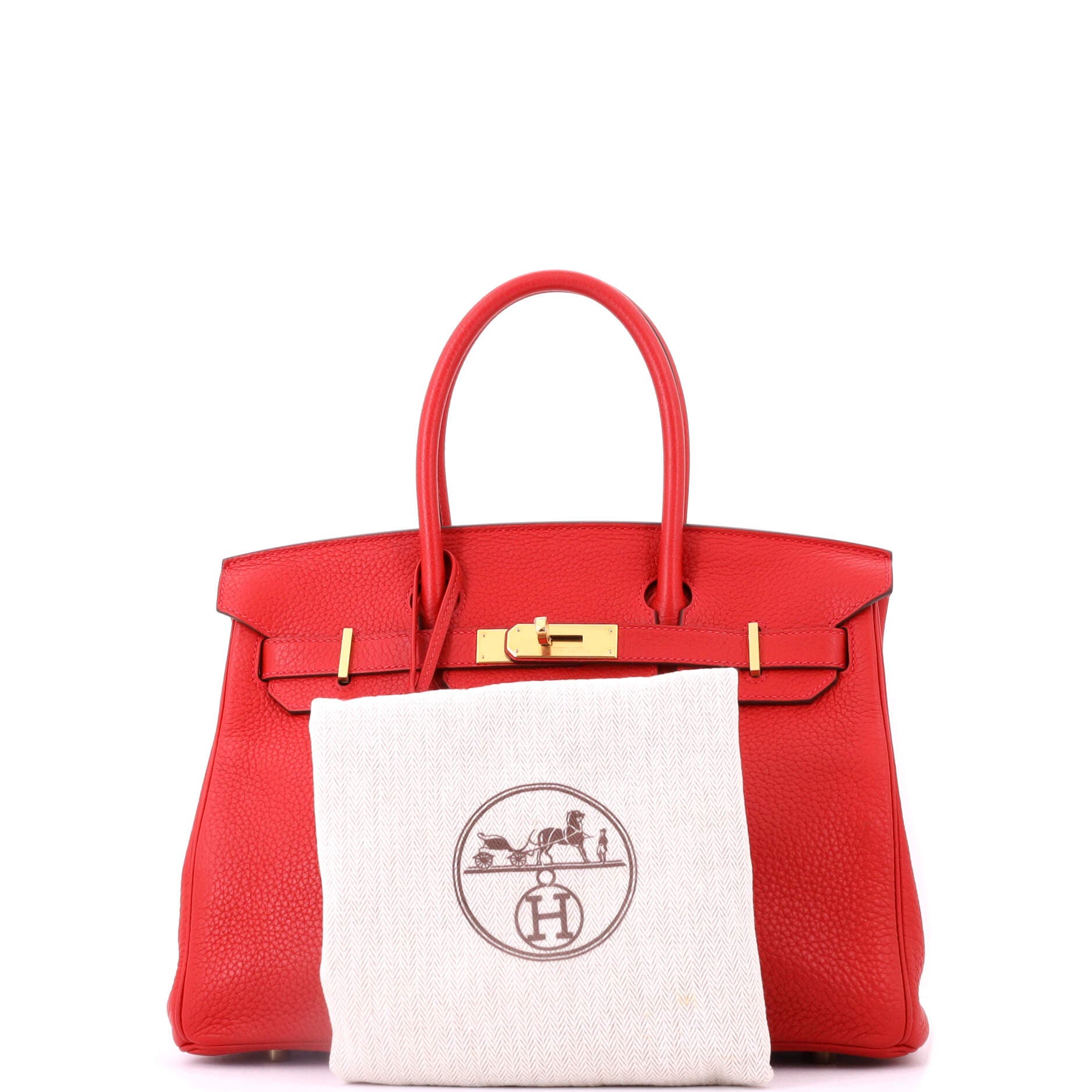 Pre-Owned Hermes Birkin Handbag Red Clemence with Gold Hardware 30, Alternate, color, Rouge Vif