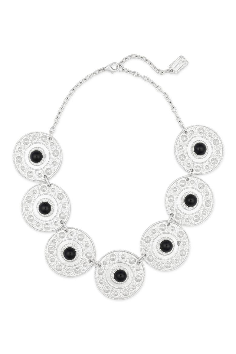 Baroque Coin Statement Necklace, Main, color, SILVER