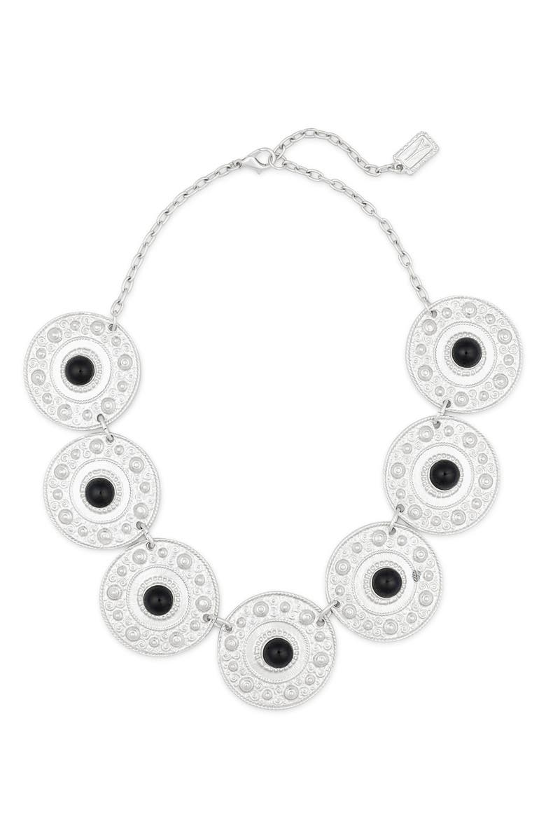 Karine Sultan Baroque Coin Statement Necklace, Main, color, Silver