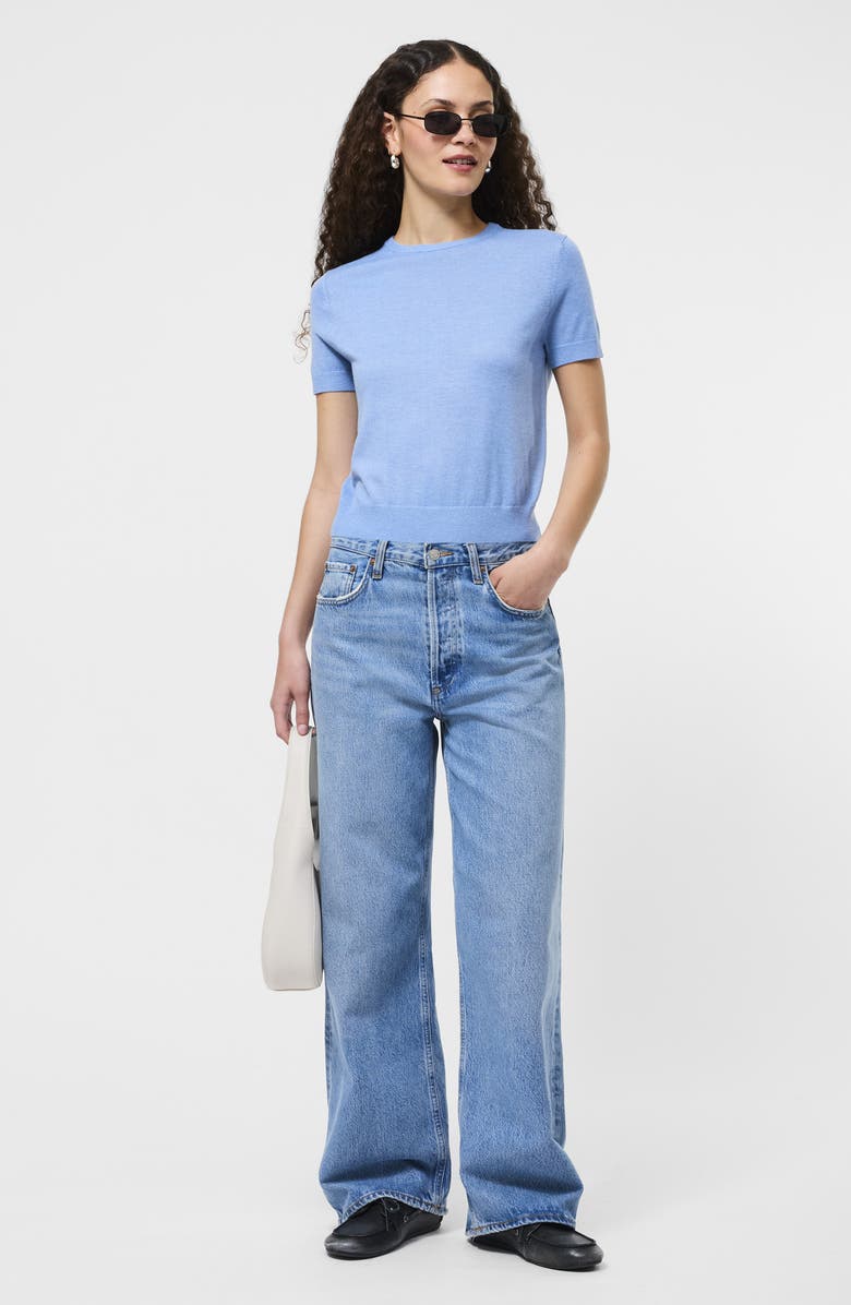 French Connection Nola Short Sleeve Sweater, Alternate, color, Thistle Blue