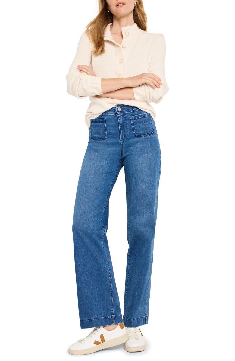 NIC+ZOE Patch Pocket High Waist Wide Leg Jeans, Alternate, color, Atlantic
