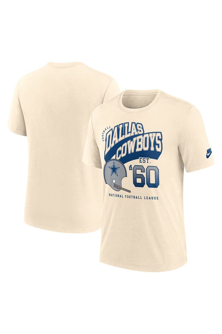 Men's Nike  Natural Dallas Cowboys Rewind Tri-Blend T-Shirt, Alternate, color, Natural