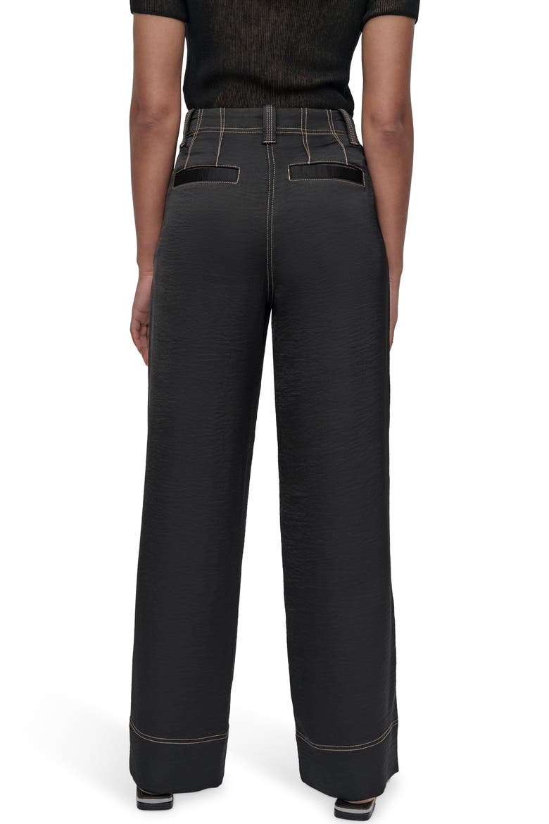 Glazed Contrast Stitch Straight Leg Pants, Alternate, color, BLACK