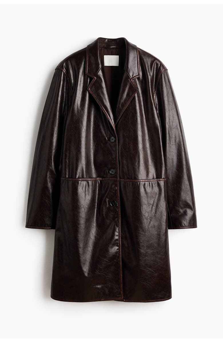 H&M Coated Coat, Main, color, Dark Brown
