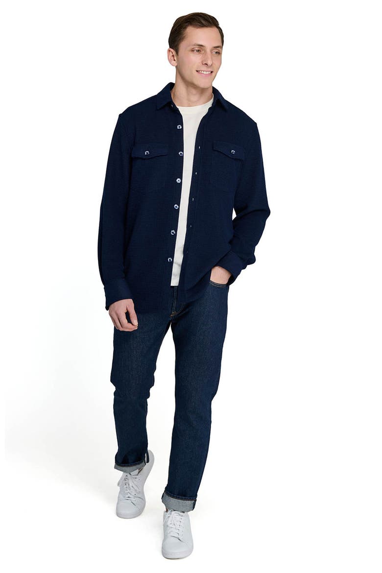 Slim Fit Solid Shirt Jacket, Alternate, color, NAVY