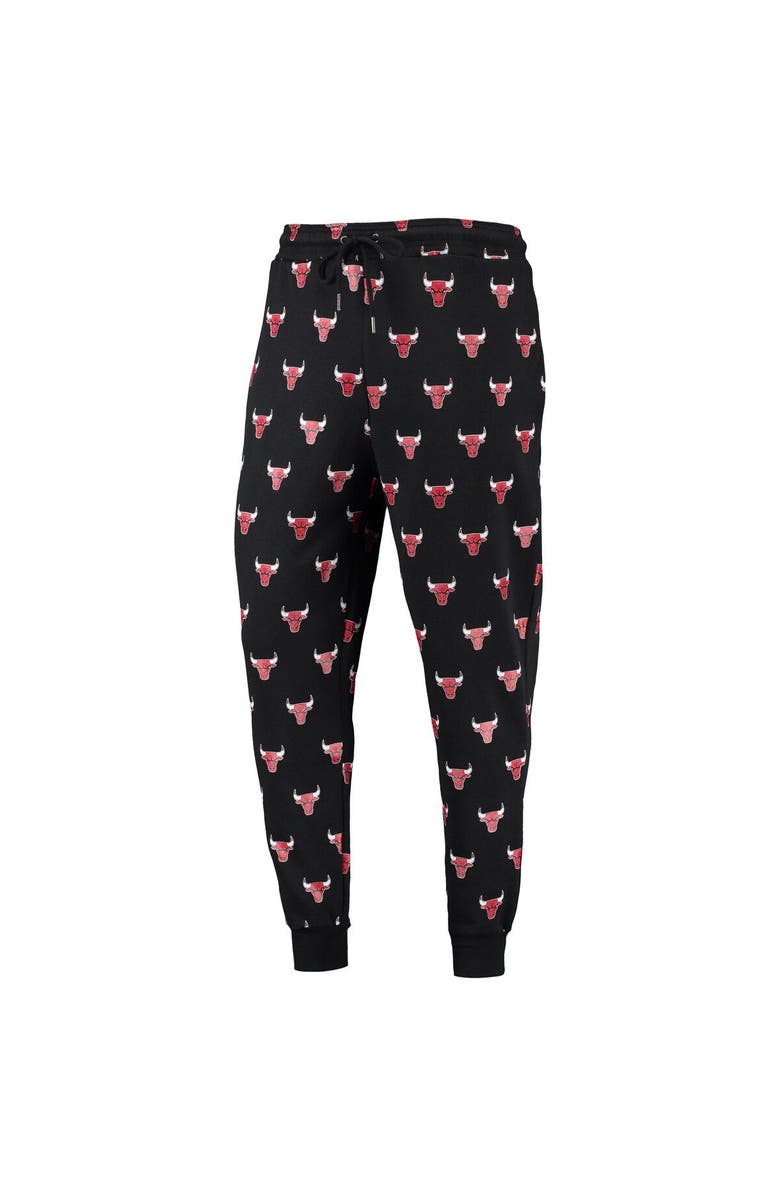 THE WILD COLLECTIVE Black Chicago Bulls Allover Logo Jogger Pants, Alternate, color, Black