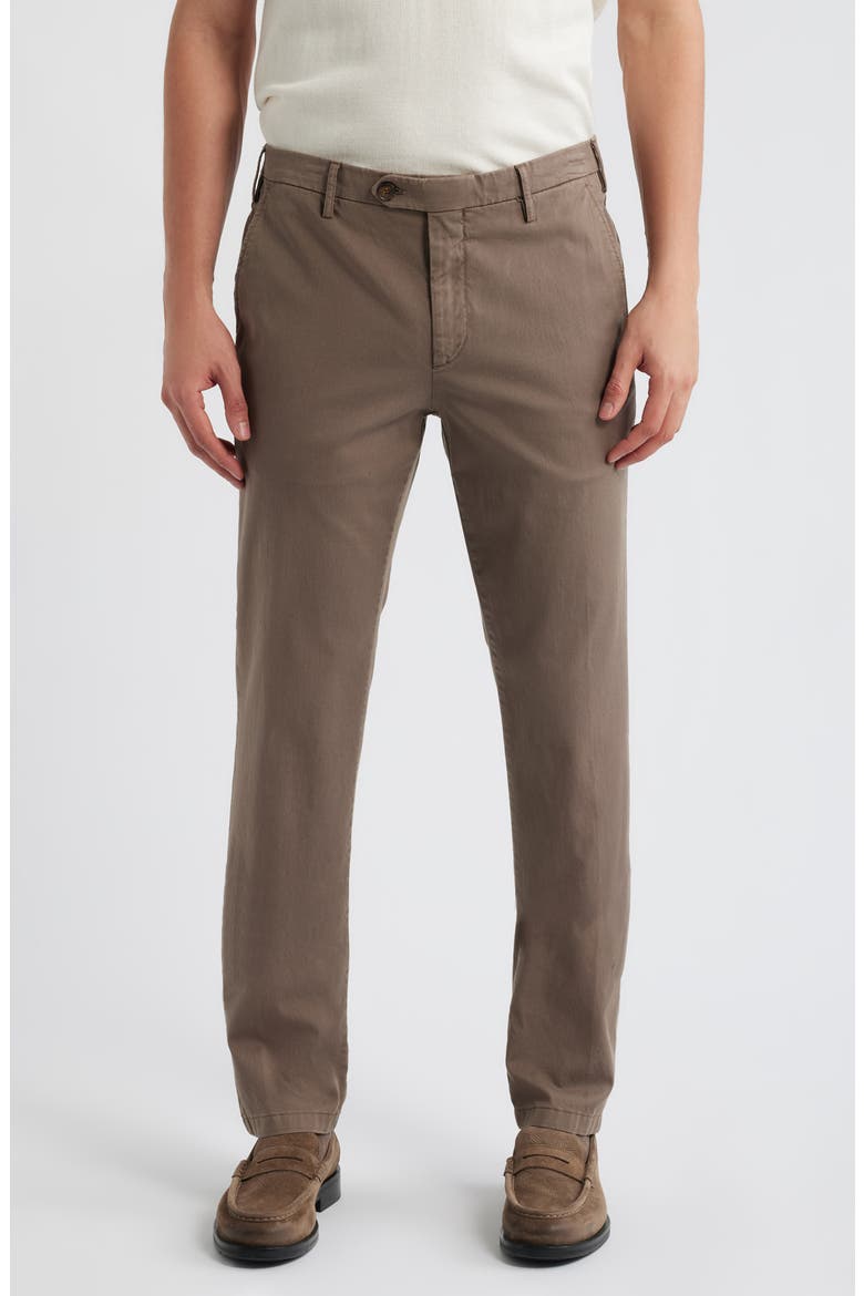 Flat Front Stretch Cotton Blend Gabardine Chinos, Main, color, BROWN