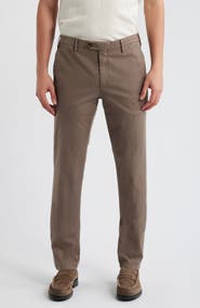 Canali Flat Front Stretch Cotton Blend Gabardine Chinos