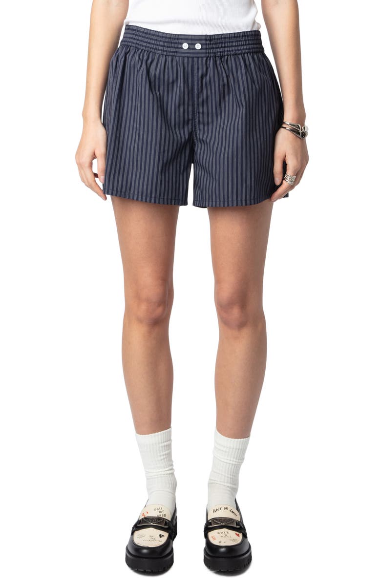Zadig & Voltaire Pax Pop Stripe Cotton Shorts, Main, color, 