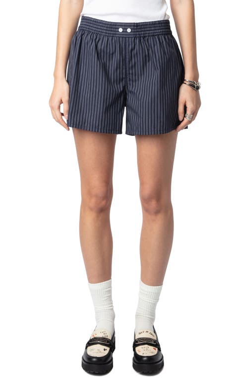 Zadig & Voltaire Pax Pop Stripe Cotton Shorts In Encre