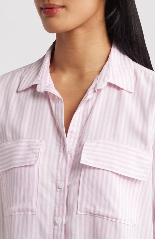 Beachlunchlounge Fallon Crop Button-up Shirt In Pink