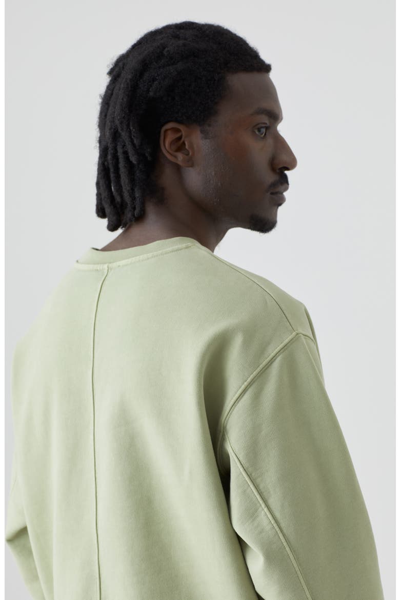 Oversize Organic Cotton Crewneck Sweatshirt, Alternate, color, TEA LEAF