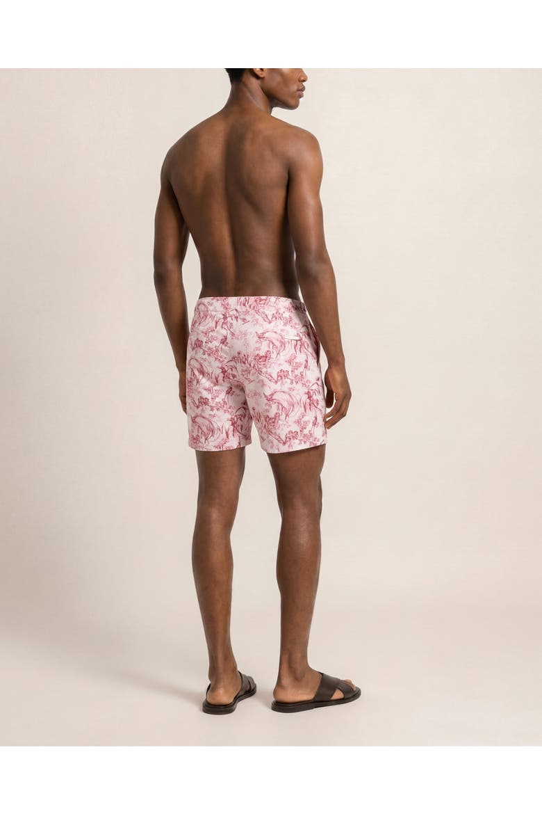 Bulldog Mid-Length Zephra Printed Swim Shorts, Alternate, color, CORAL