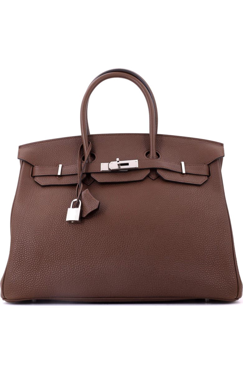Pre-Owned Hermes Birkin Handbag Brown Togo with Palladium Hardware 35, Main, color, Brulee