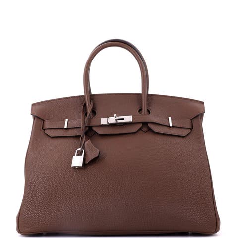 Birkin Handbag Brown Togo with Palladium Hardware 35