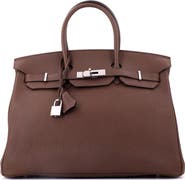 Pre-Owned Hermes Birkin Handbag Brown Togo with Palladium Hardware 35