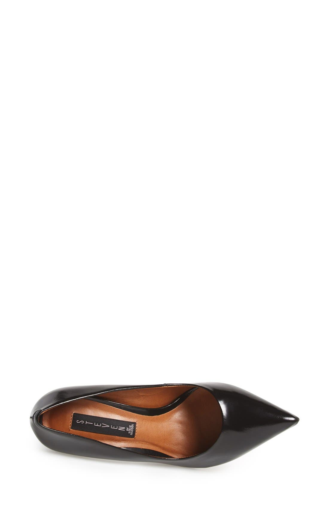Steven by Steve Madden 'Shiela' Pointy Toe Pump, Alternate, color, BLACK LEATHER