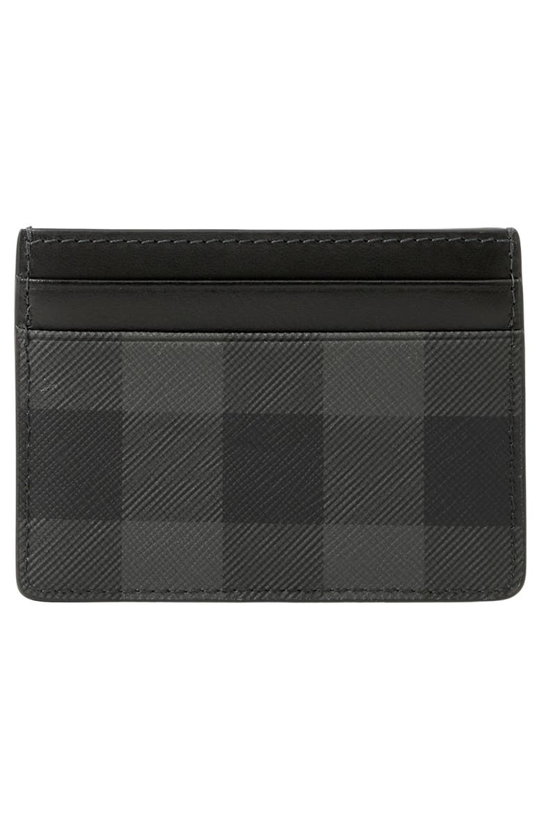 Burberry Sandon Check Card Case, Alternate, color, Charcoal