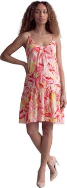 24seven Comfort Apparel Maternity Essential Floral Print Scoop Neck Spaghetti Strap Pocket A-Line Mini Dress