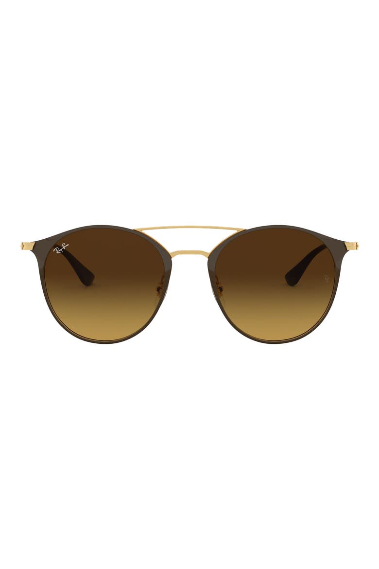 52mm Round Sunglasses, Main, color, BROWN/ GOLD