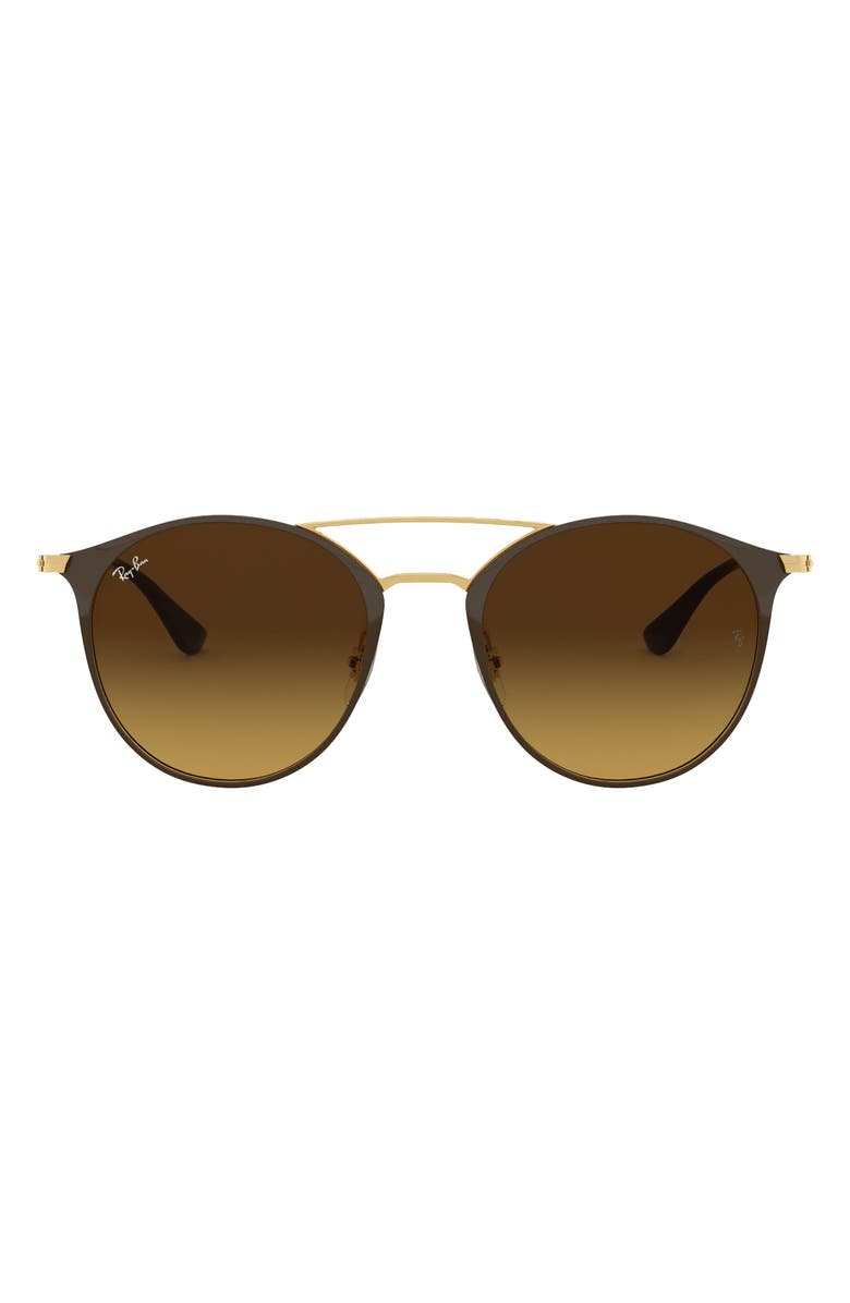 Ray-Ban 52mm Round Sunglasses, Main, color, Brown/ Gold