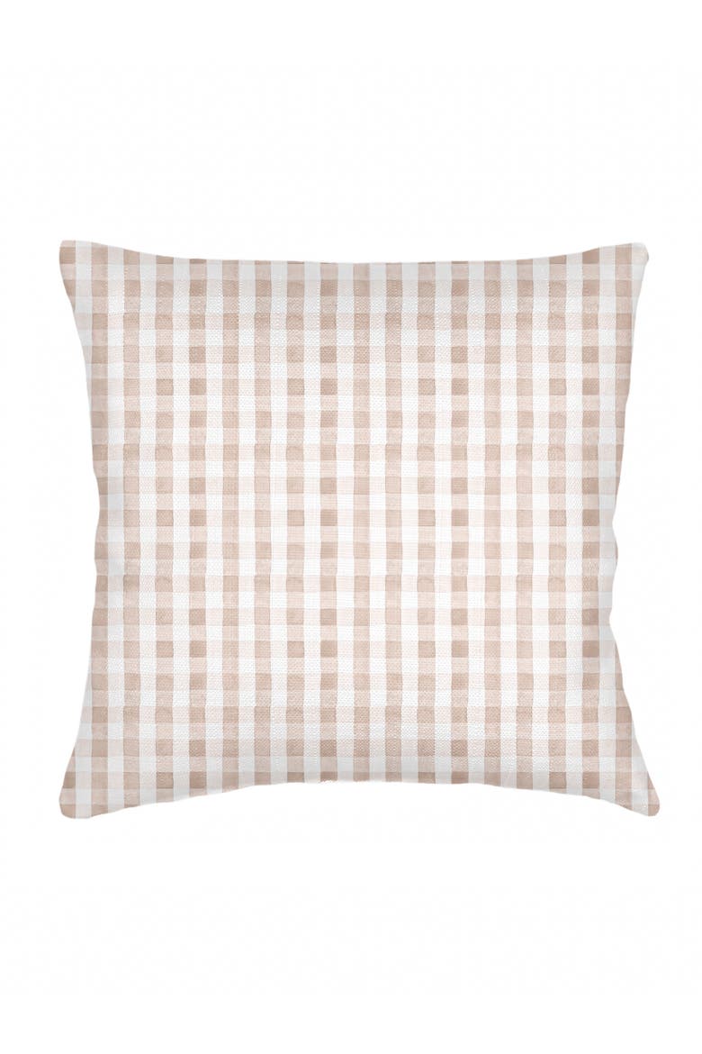 Gingham Linen Pillow with Down Insert, Alternate, color, Beige