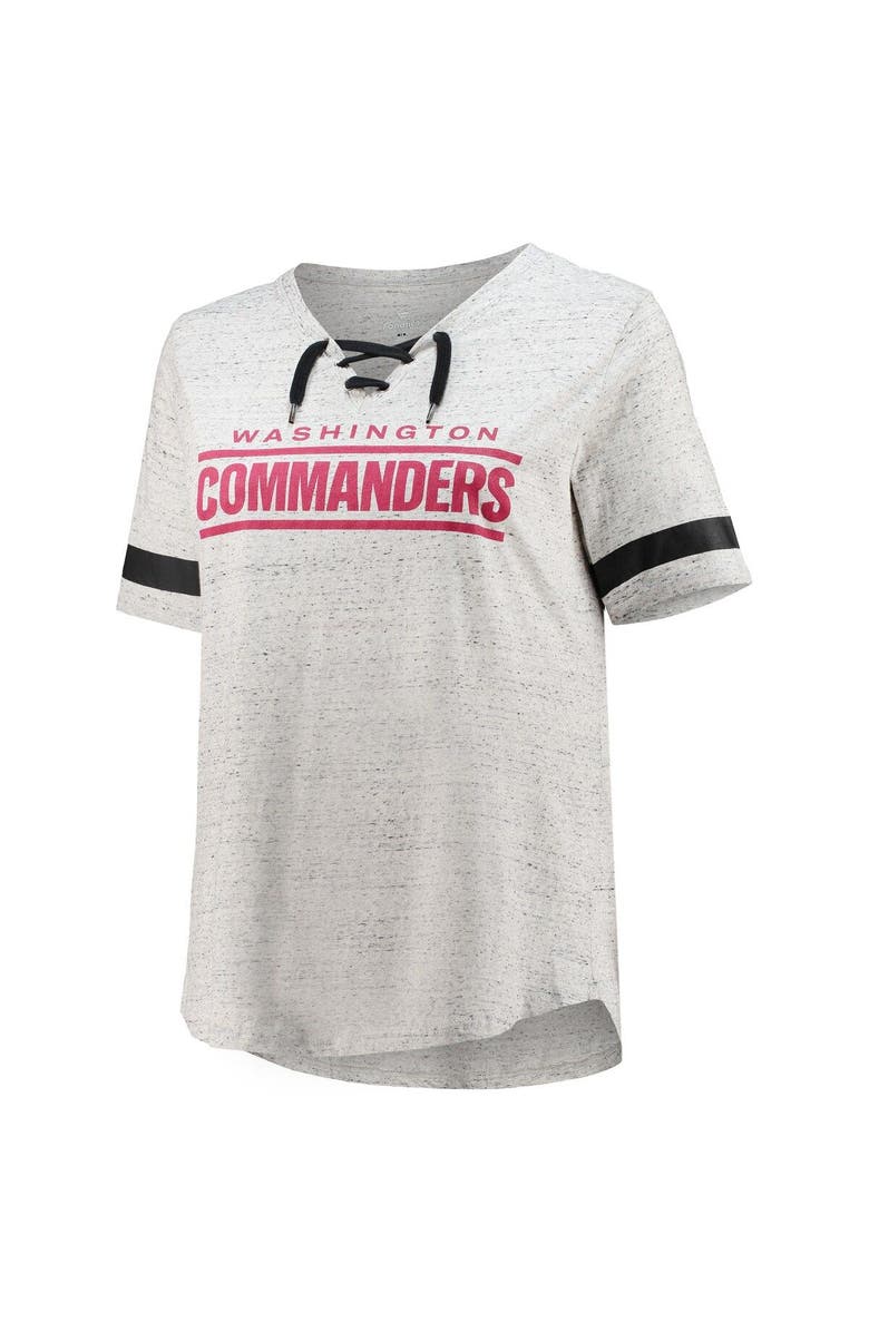 PROFILE Women's Heathered Gray Washington Commanders Plus Size Lace-Up V-Neck T-Shirt, Alternate, color, 