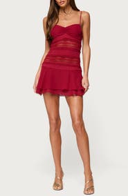 EDIKTED Marcia Chiffon & Lace Minidress