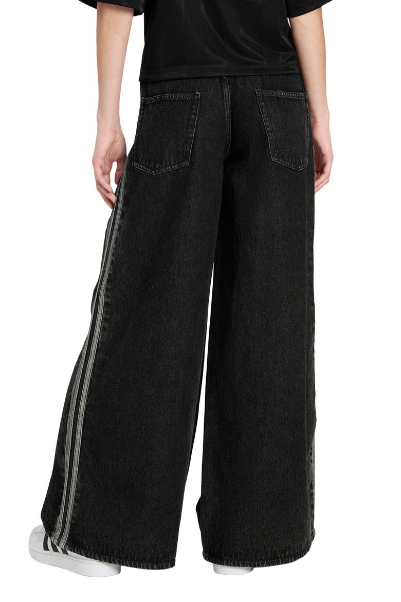 Firebird 3-Stripes Wide Leg Jeans, Alternate, color, TRUE BLACK DENIM