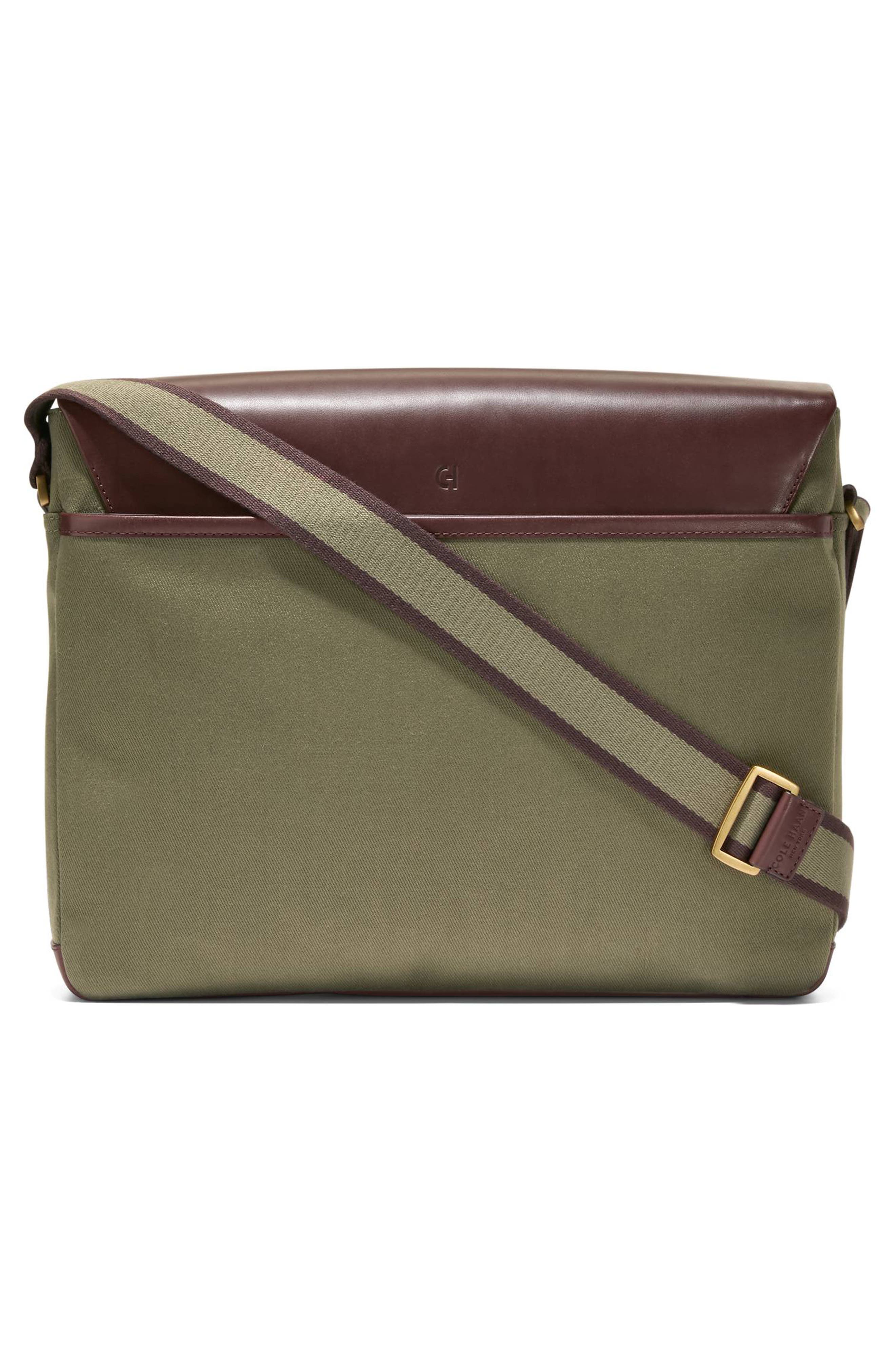 Cole Haan Judson Brushed Twill Messenger Bag, Alternate, color, Olive Green/ Ch Madiera