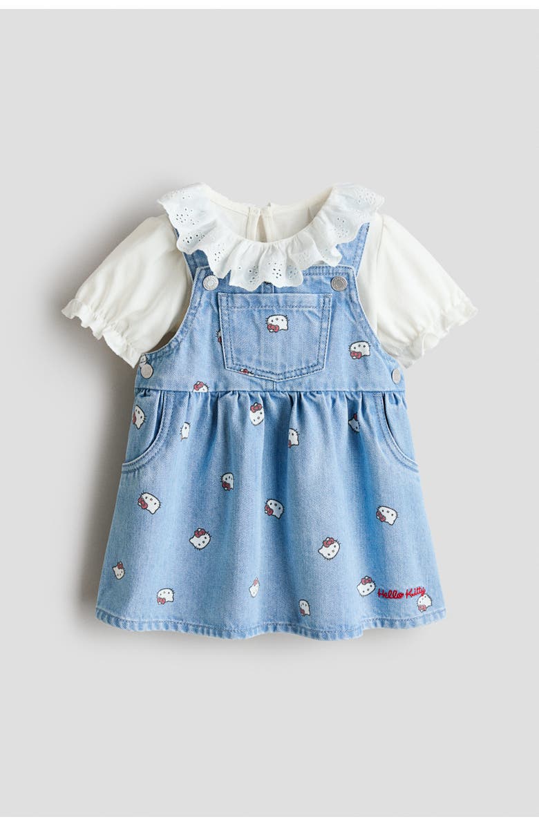 H&M 2-piece Dungaree Dress And Top Set, Main, color, 