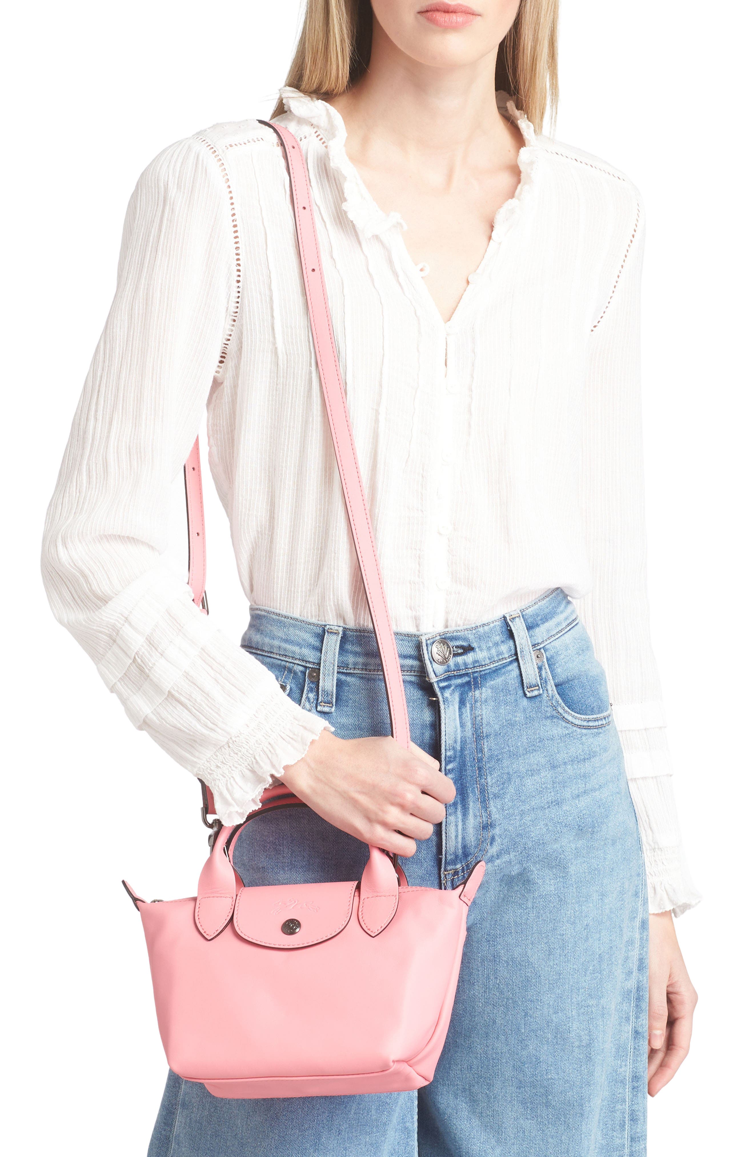 Longchamp Extra Small Le Pliage Leather Top Handle Bag, Alternate, color, 