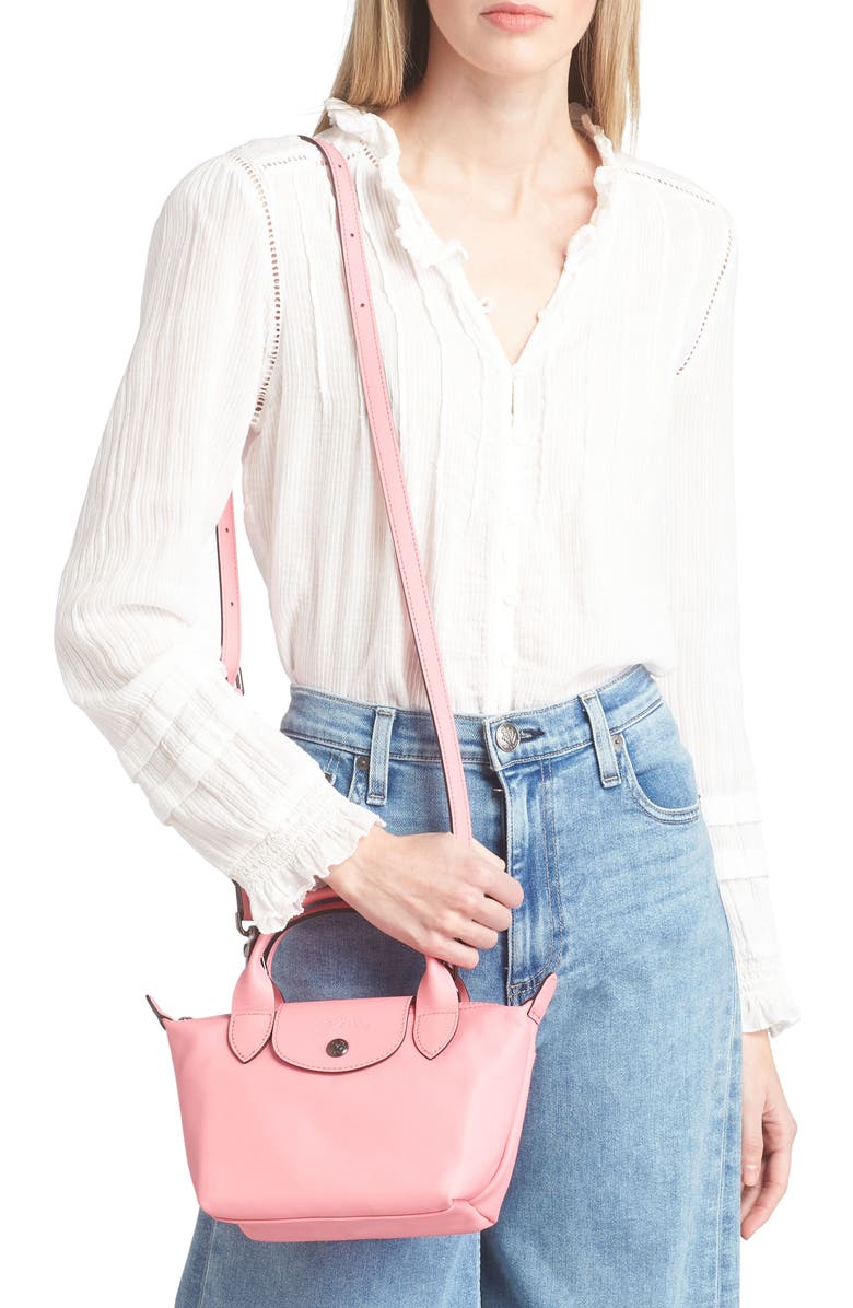 Longchamp Extra Small Le Pliage Leather Top Handle Bag, Alternate, color,