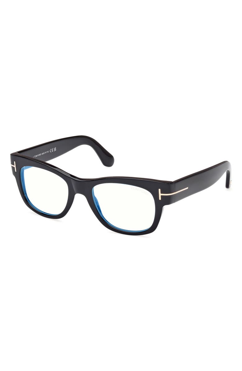 TOM FORD 52mm Round Blue Light Blocking Optical Glasses, Alternate, color, 