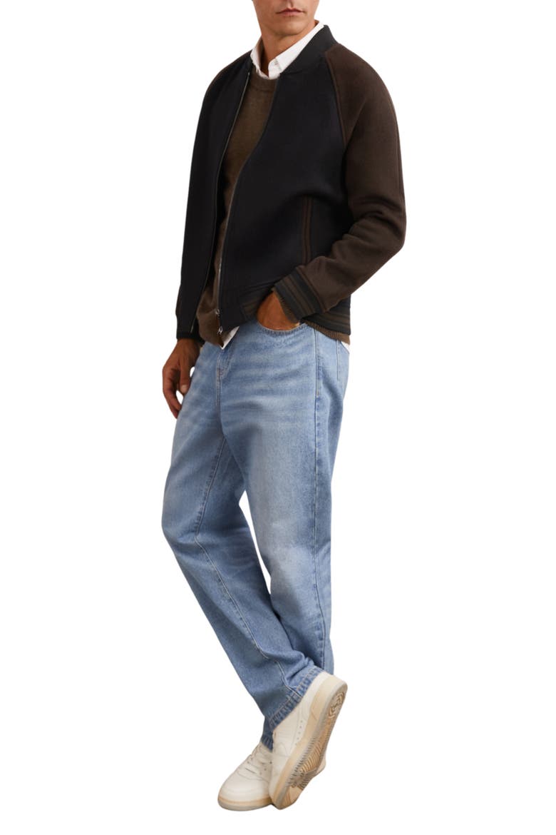 Rylan Wool Blend Jacket, Alternate, color, NAVY/BROWN