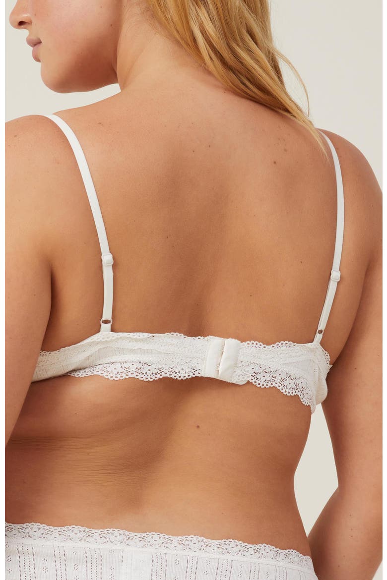 Women's Cotton Lace Triangle Padded Bralette, Alternate, color, Butterscotch Marle