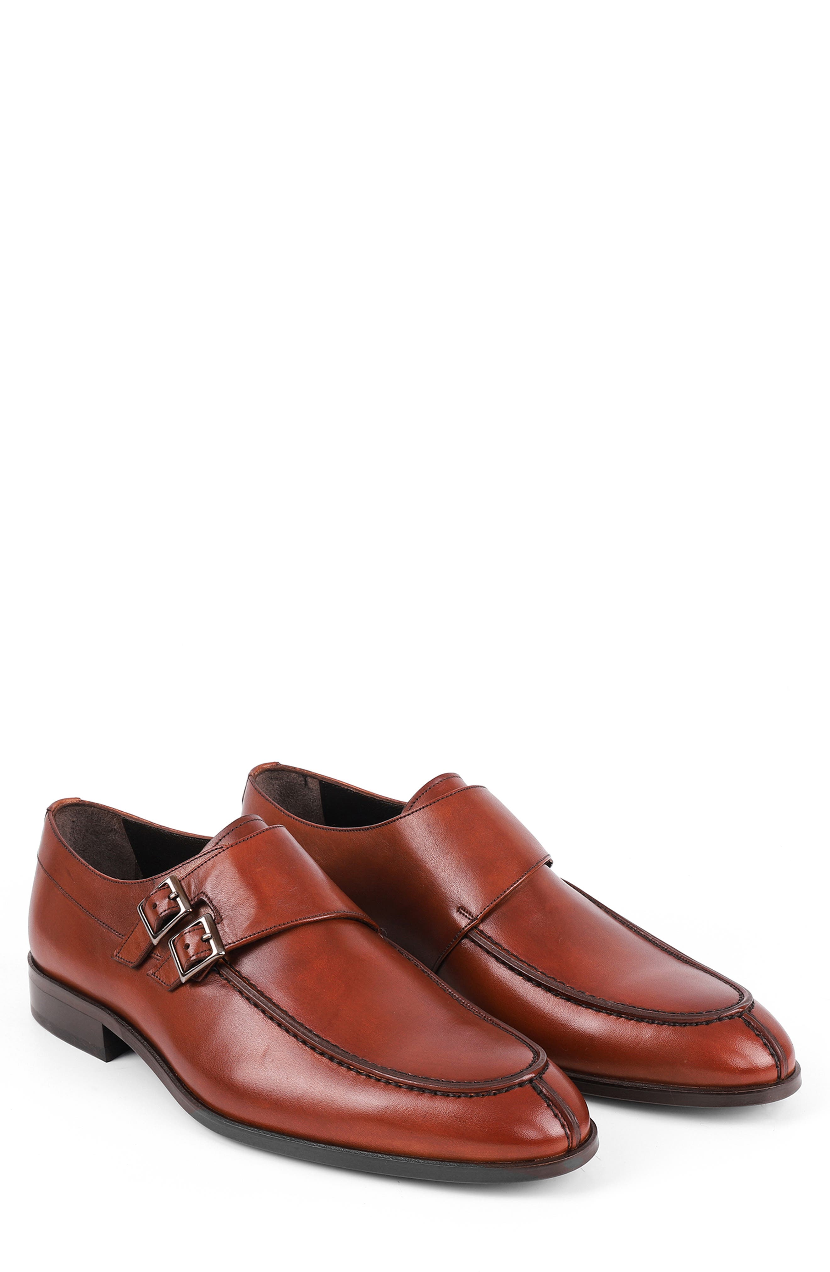 Arlington Double Monk Strap Leather Loafer, Alternate, color, COGNAC