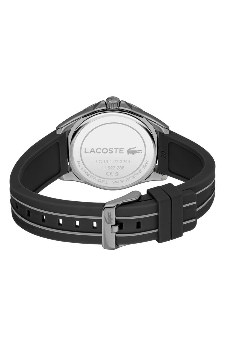 Lacoste Mainsail Silicone Strap Watch, 43mm, Alternate, color, Black