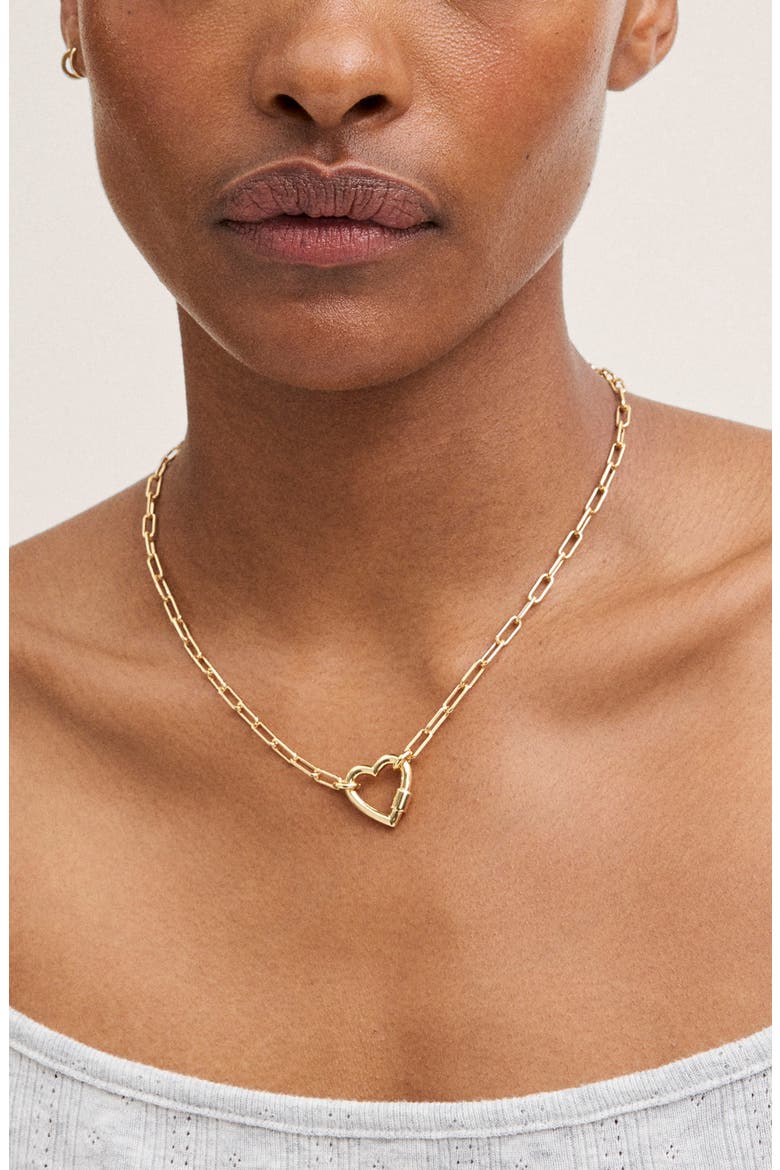 Heart Carabiner Chain Necklace, Alternate, color, WARM GOLD