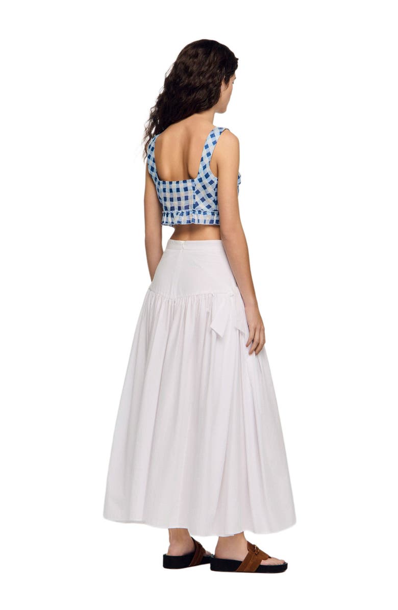SANDRO Gingham linen crop top, Alternate, color, Blu / White