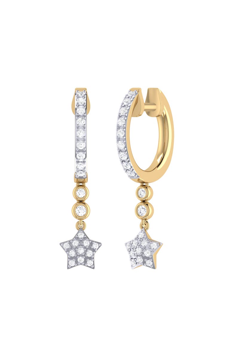 LuvMyJewelry Star Bezel Duo Sterling Silver Diamond Hoop Earring, Main, color, 14Kt Gold Vermeil On Sterling