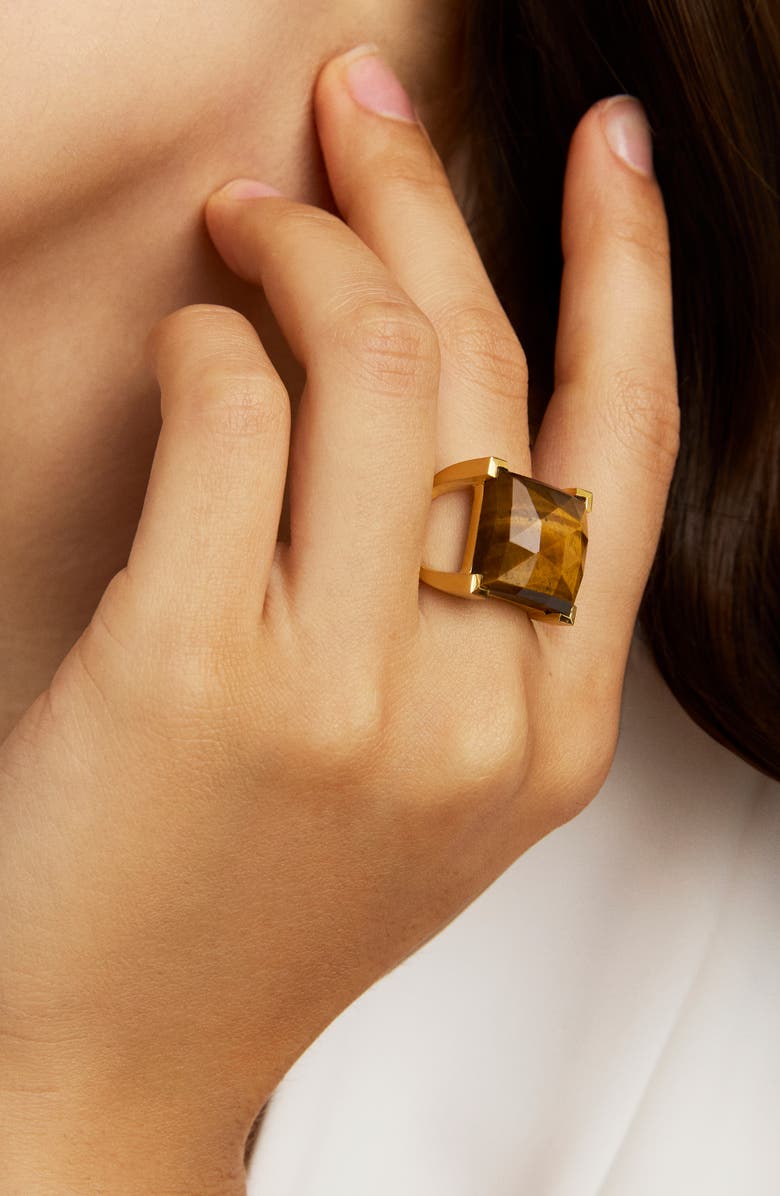 Dean Davidson Plaza Tiger's Eye Ring, Alternate, color, Tiger Eye/ Gold