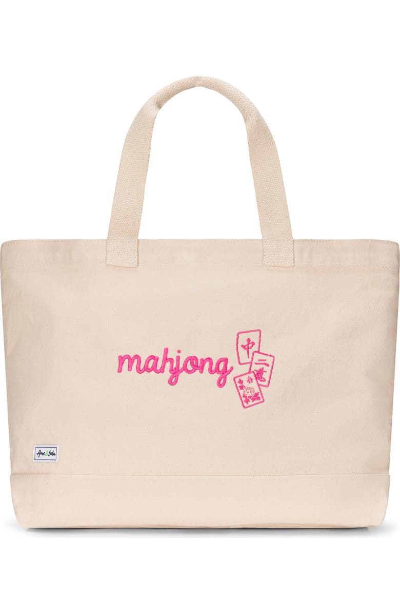 Ame & Lulu Mahjong Large Tote, Main, color, Pink