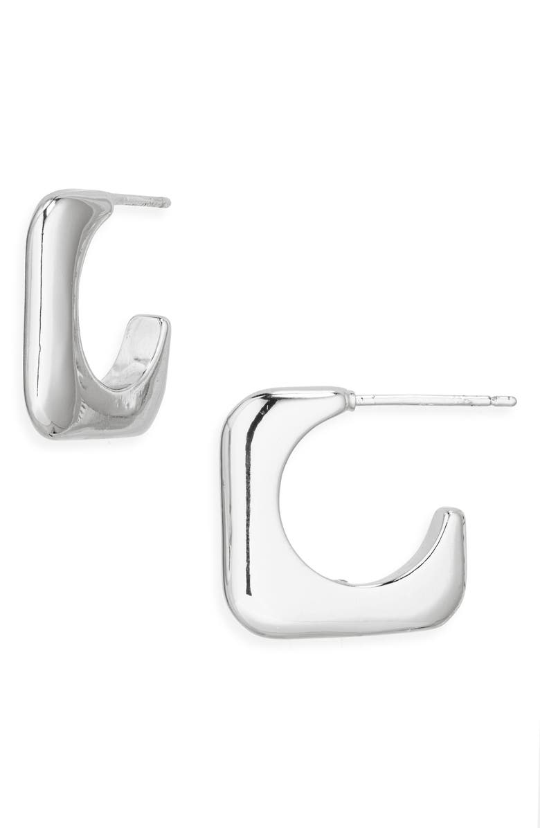 NORDSTROM RACK Square Hoop Earrings, Main, color, Silver