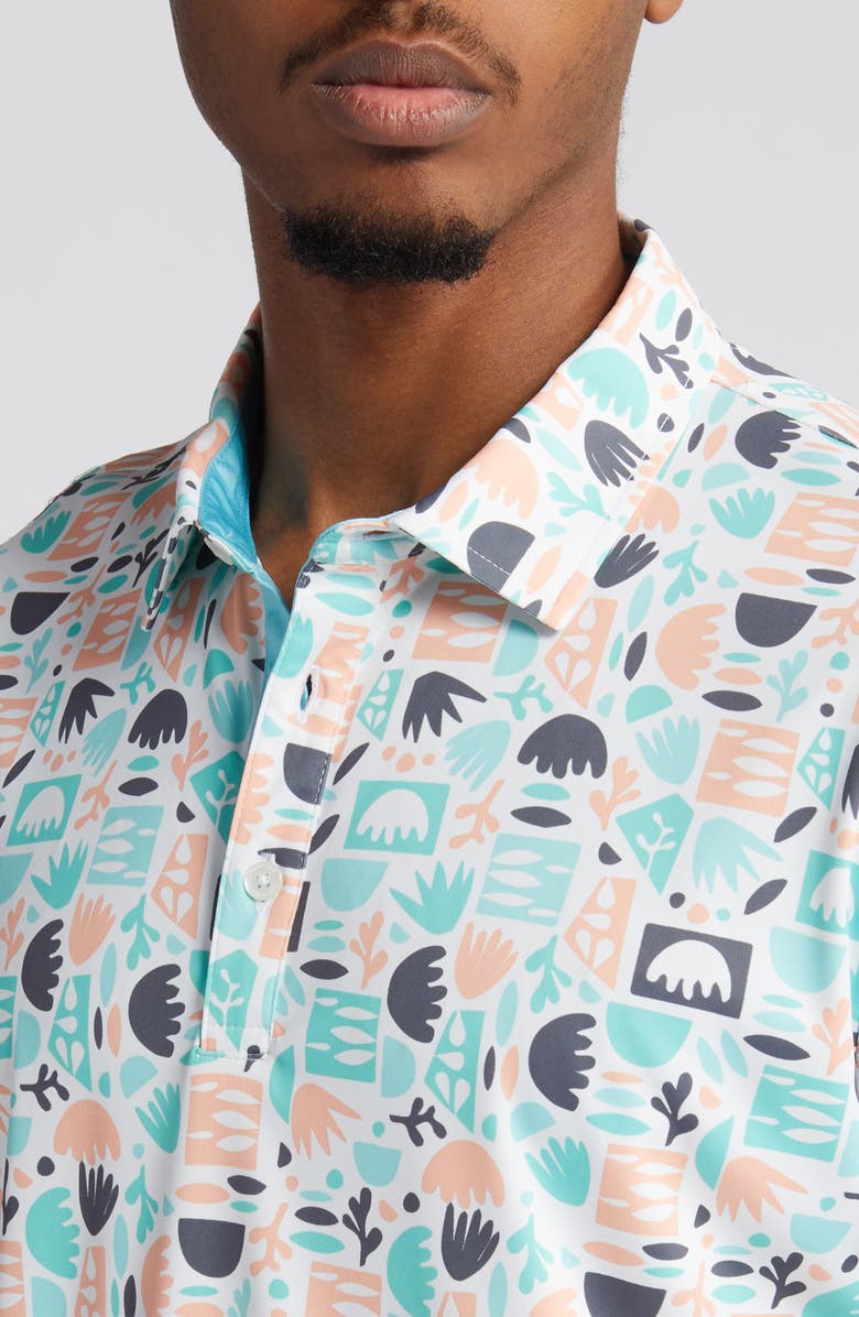 Swannies Maddox Doodle Pattern Golf Polo, Alternate, color, Cactus