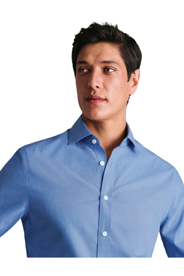 Non-Iron Cutaway Collar Poplin Shirt, Alternate, color, Mid Blue